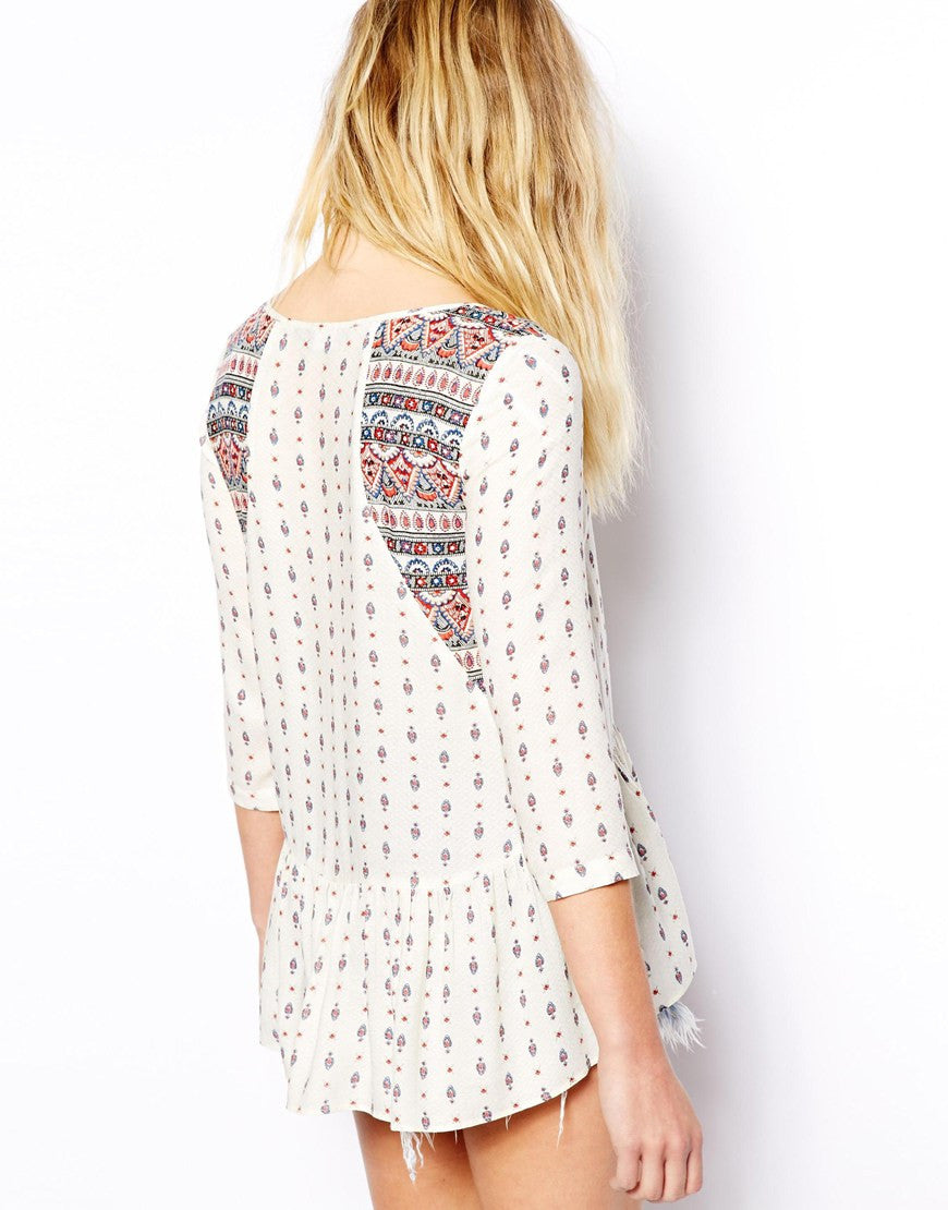 3/4 Sleeve Peplum Top Thumbnail