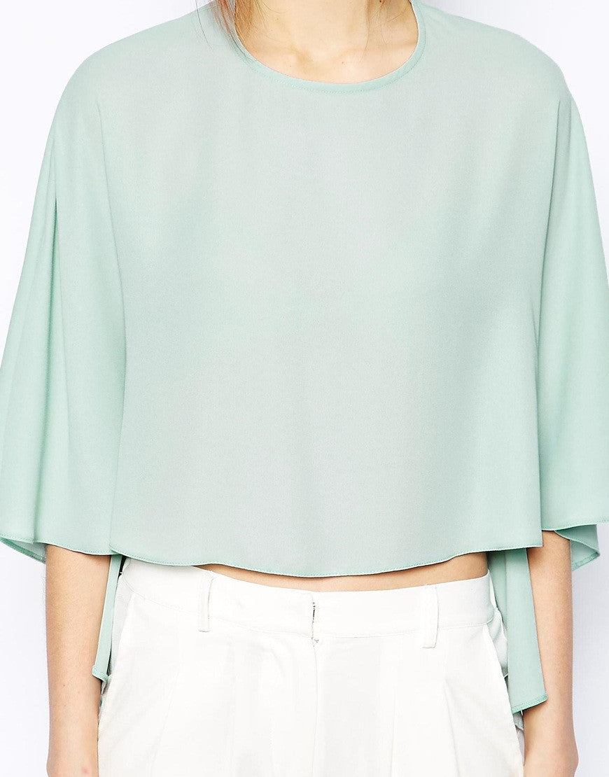 Cape Sleeve Boxy Crop Top Thumbnail