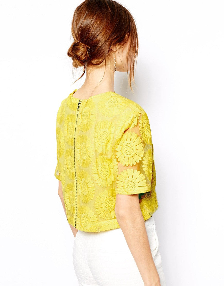 Flower Embroidered T-Shirt Thumbnail