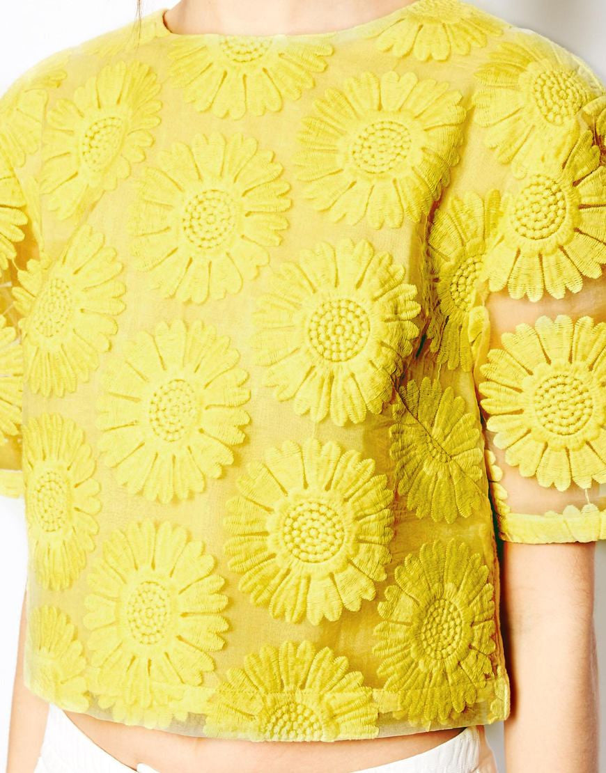 Flower Embroidered T-Shirt Thumbnail