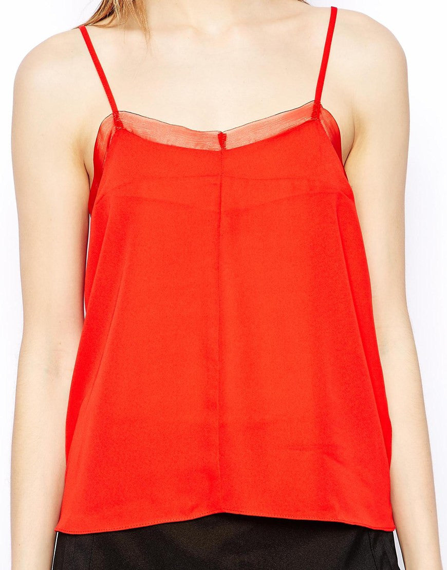 Mesh Trim Cami with Cross Back Thumbnail